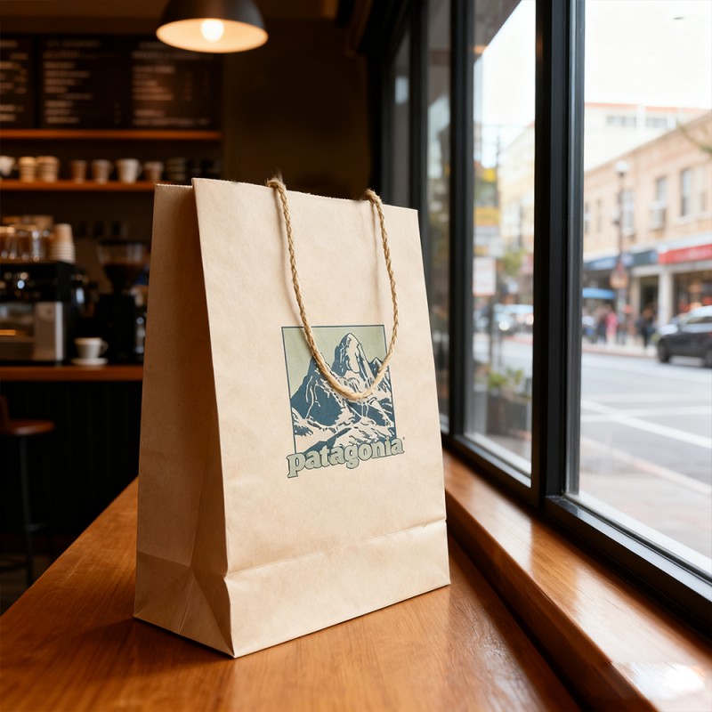 Kraft-paperilahjakassi paperiköydellä